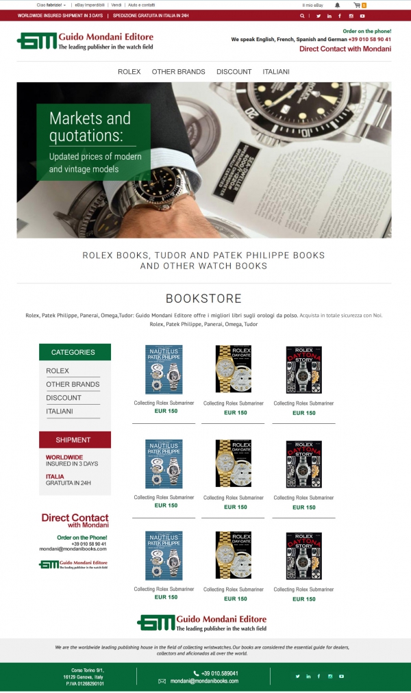 realizzazione grafica template negozio ebay che vende libri su orologi di lusso