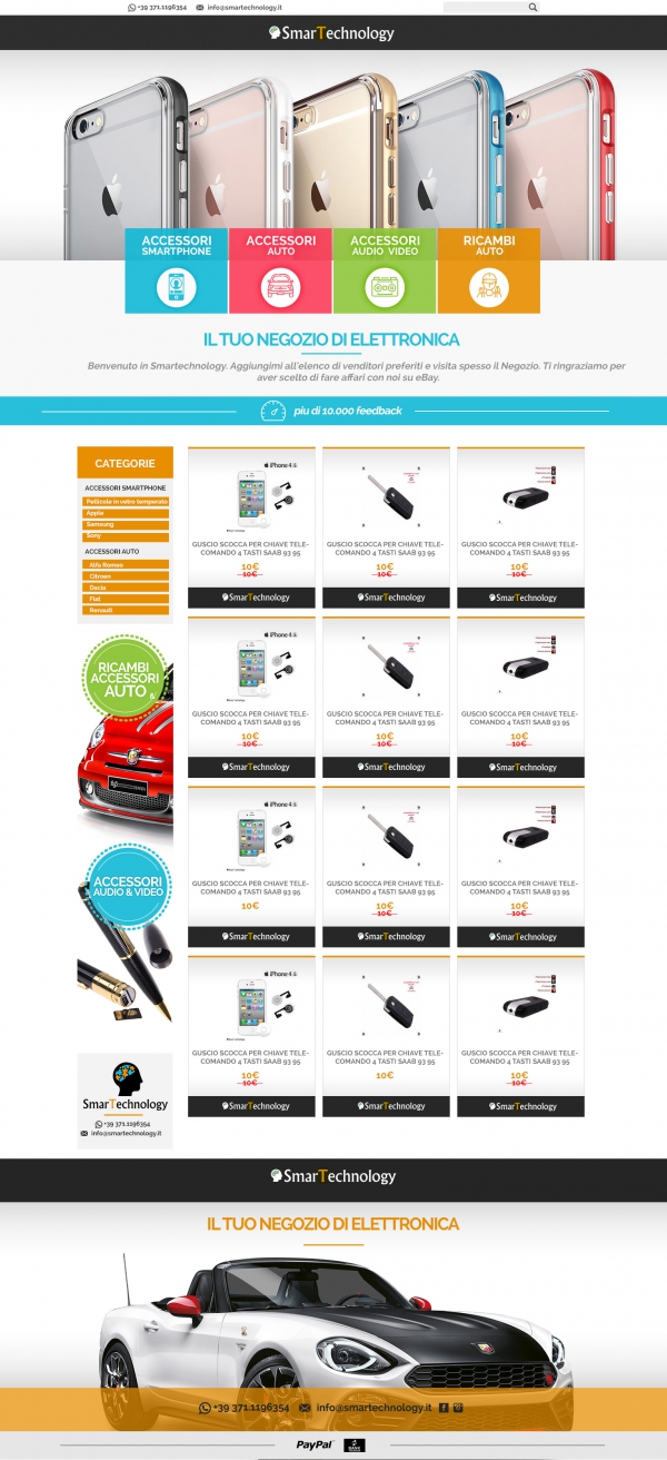 realizzazione grafica negozio ebay che vende cover per smatphone e accessori per auto