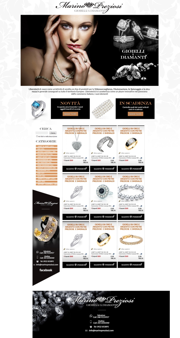realizzazione grafica negozio ebay che vende gioielli in oro, diamanti e perle naturali