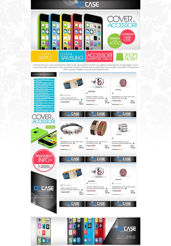 realizzazione grafica negozio ebay che vende cover per smatphone e accessori per cellulari