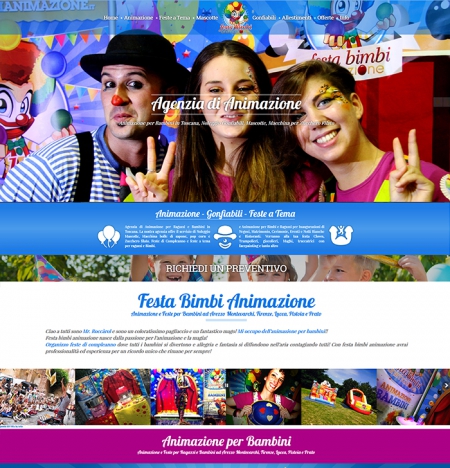 Realizzazione sito web per animazione per bambini e festa di compleanno ad Arezzo, Firenze, Siena, Lucca e Prato